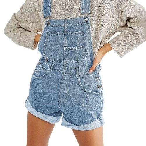 Denim Latzhose Damen Kurz