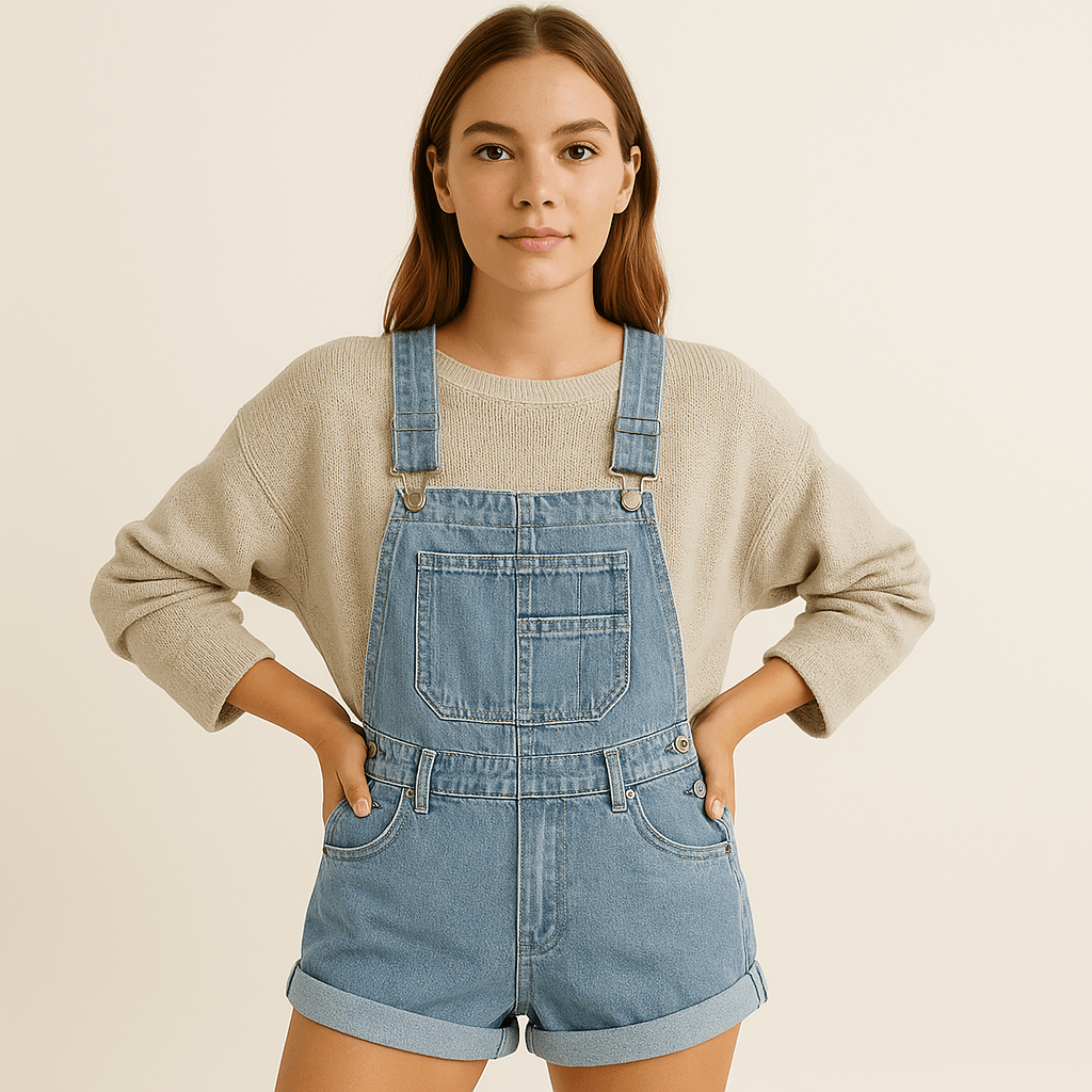 Denim Latzhose Damen Kurz