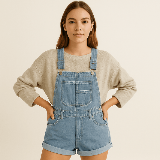 Denim Latzhose Damen Kurz