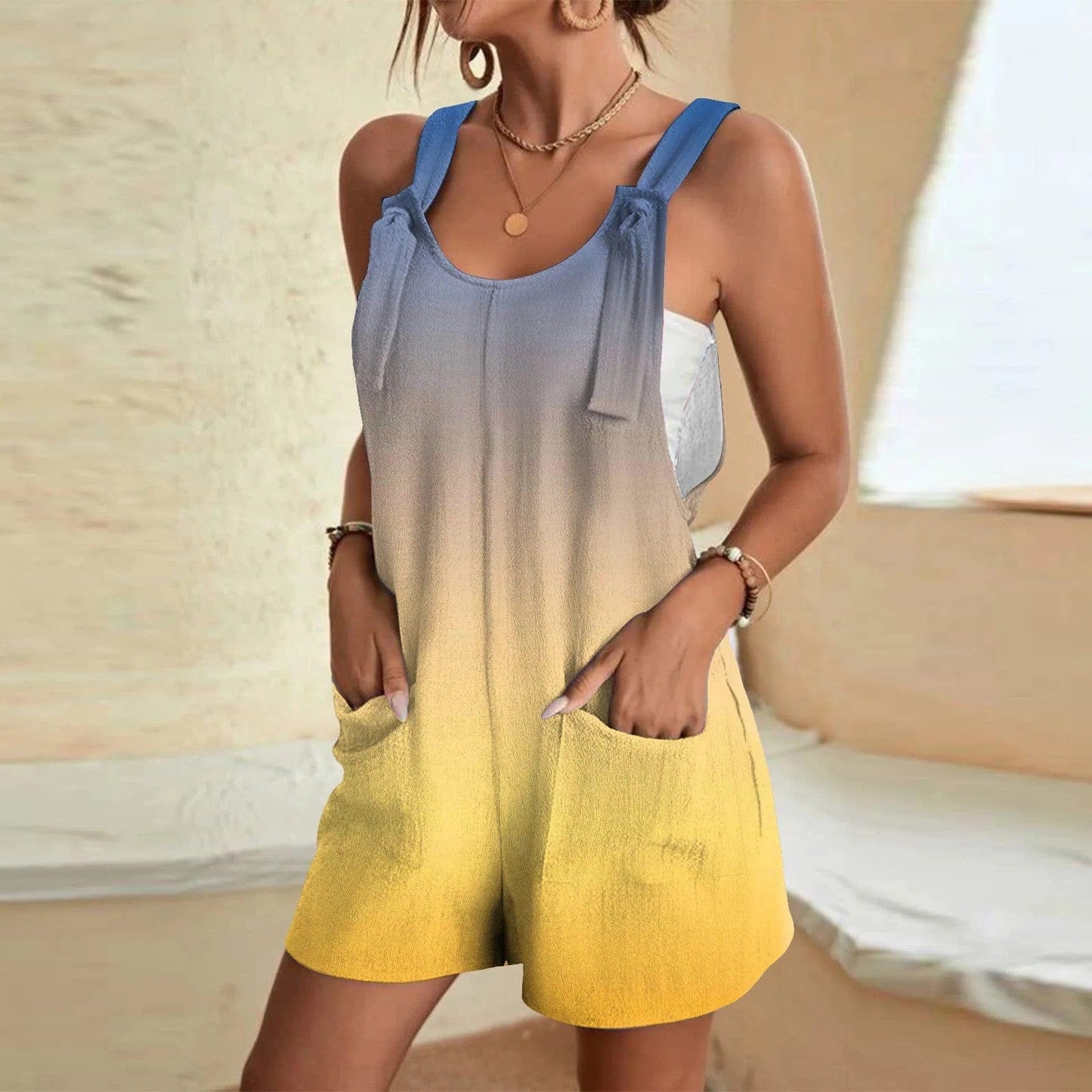 Latzhose Damen Kurz Stoff